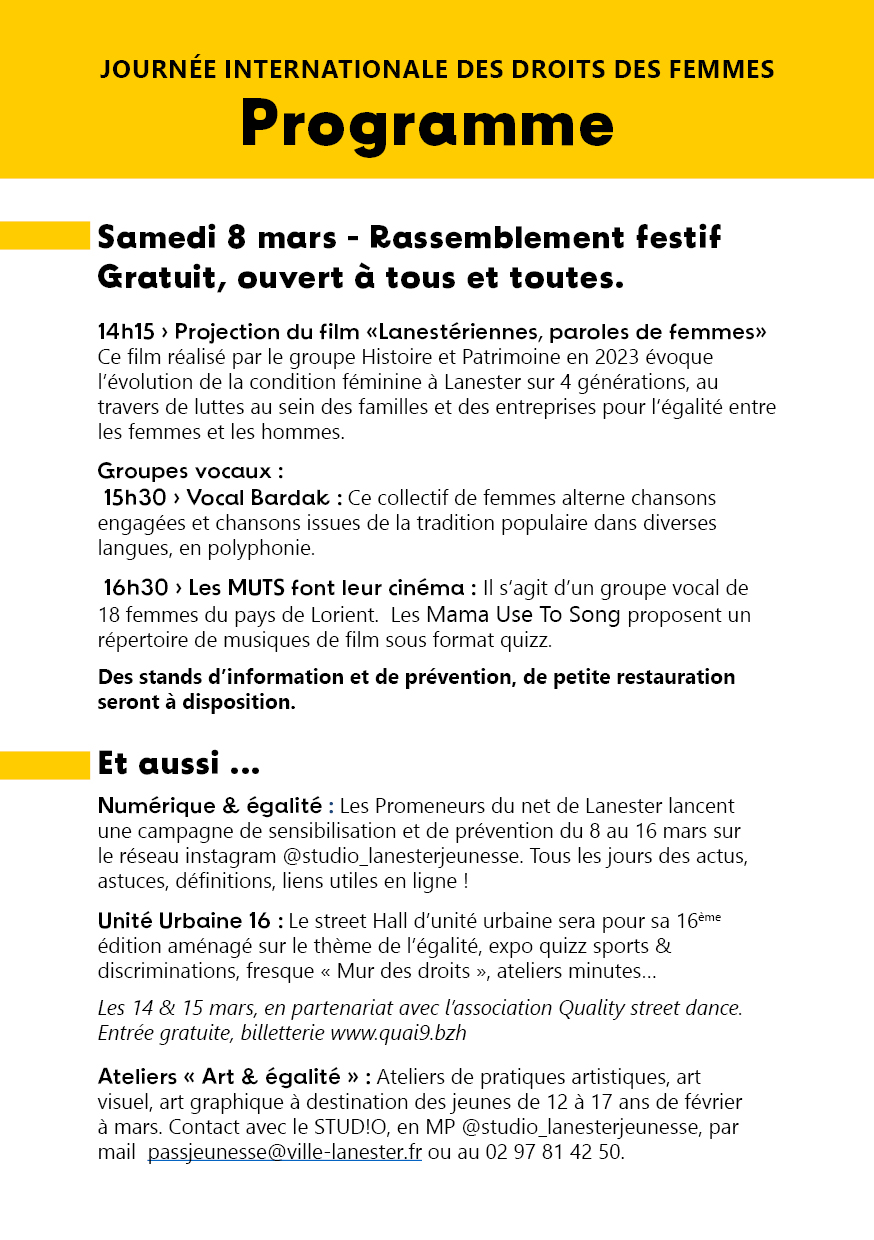 Programme 8 mars 2025 à Lanester